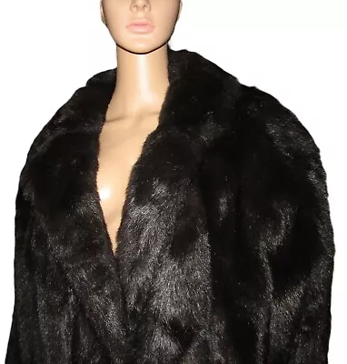 VGUC Black Faux Mink Fur Stroller Coat Petite Size XL No Size Tag • $55