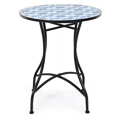 Topbuy 28.5  Patio Mosaic Round Bistro Metal Table With Heavy-Duty Steel • $89.99