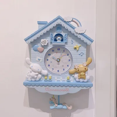 My Melody Wall Clock Cinnamoroll Cute Decorative Collection Anime Gift Bedroom • $22.96