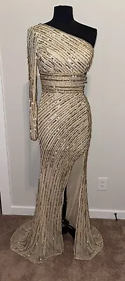 Sherri Hill 53884 Prom Party Pageant Formal Dress 8 Gold New With Tags • $99