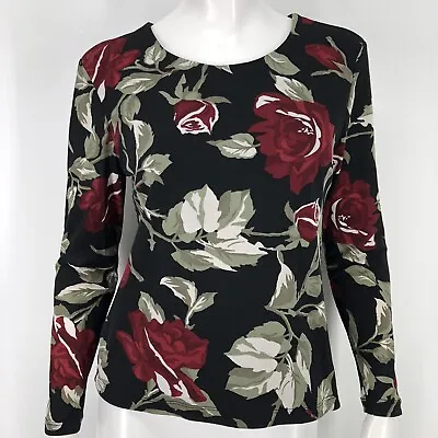 Vintage 90's Y2k Floral Shirt Top Womens Medium Petite Rose Flower Boho Grunge • $16.19