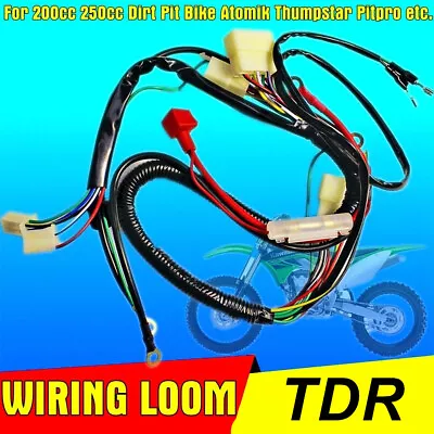 WIRING LOOM HARNESS Parts 200cc 250cc Chinese OFFroad Dirt Pit Trail Bike Atomik • $13.45