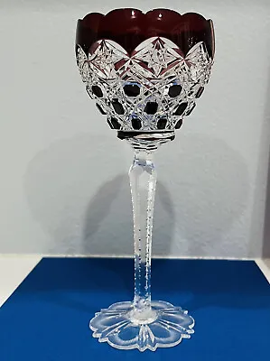 Val St Lambert Ruby Red Cased To Clear Belgian Crystal Wine Goblet • $225