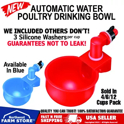 Automatic Watering Cups Poultry Drinker Waterer Chicken Duck Quail Pigeon • $8.95