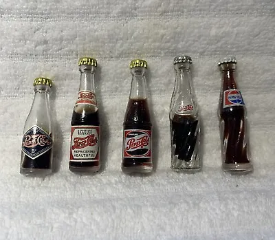 Pepsi Cola Miniature Glass Bottle Set Of 5 Soda Mini Liquid Evaporation VTG READ • $66.99