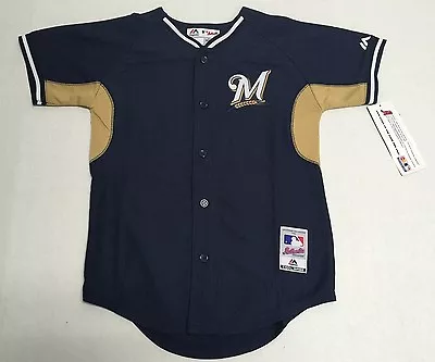 Milwaukee Brewers Authentic MLB Majestic Youth Kids Stitched Cool Base Jersey • $24.99