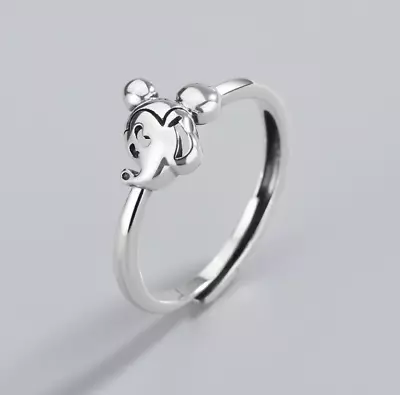 Fashion Silver Disney Mickey Mouse Adjustable Band Ring • $8.99