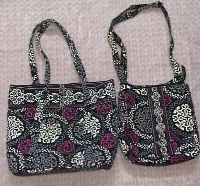 Vera Bradley Canterberry Magenta Large Tote Bag & Crossbody GUC • $24.50