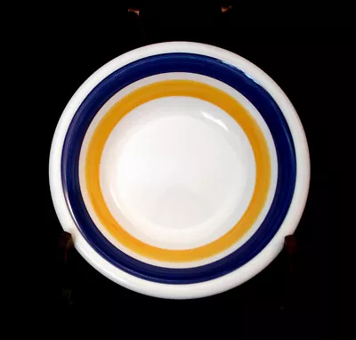 Blue & Yellow Bands By Maxam COUPE SOUP BOWL 8 3/8   MADE IN ITALY • $35