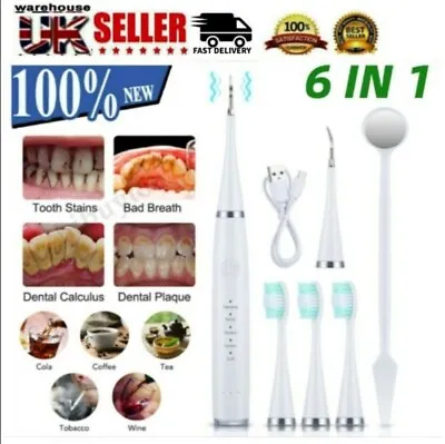 £12.45 • Buy 6in1 Ultrasonic Dental Scaler Tooth Cleaner Teeth Calculus Plaque Stains Remover