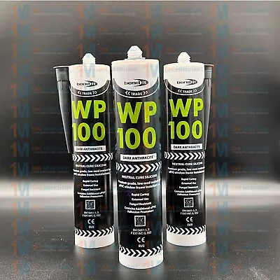 Bond IT Dark Anthracite WP100 Silicone Sealant Rapid Cure Mastic GP - Bulk Buy • £15.99