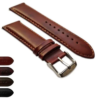 Extra Long Genuine English Calf Grain Leather Watch Strap  Padded SS Buckle XL • £7.99