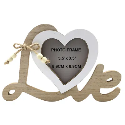 £5.45 • Buy Small Wooden Love Heart Photo Frame Picture Anniversary Engagement Wedding Gift
