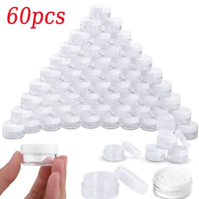 60× Cosmetic Containers Sample Pot Jar Plastic Mini Small Bottle Makeup Tool 5ml • £8.59