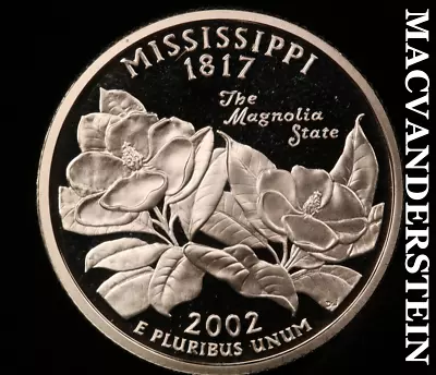 2002-S Mississippi State Silver Quarter - Choice Gem Proof  Lustrous  #U8212 • $7.50