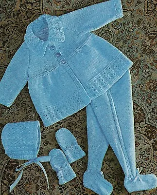 0204 Baby's Outfit DK 19-21  - Vintage Knitting Pattern Reprint • £3.49