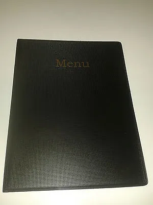 A4 MENU COVER/FOLDER IN BLACK SQUARES PVC - With Pockets On Page 2 + 3 ONLY! • £5.80