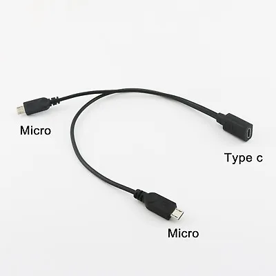 USB 3.1 Type C Female To Dual Micro USB Male Y Splitter Connector Cable 20+30cm • $2.30
