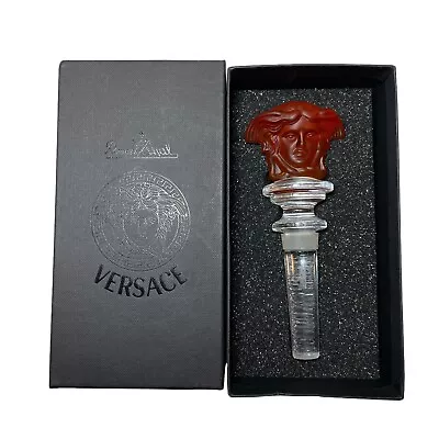 Versace Rosenthal Lead Crystal Wine Bottle Stopper Deep Orange Medusa Head • $99.95