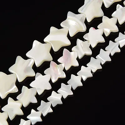 Iridescent White Mother Of Pearl MOP Shell Star Beads 8mm To 15mm 15.5'' Strand • $9.89