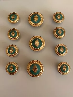 11 Pc  Designer Metal Coat Blazer Button Set Shank 24/30 Gold / Green  Enamel • $22