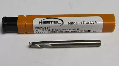 Hertel 3/16  Diam 3/8  Loc 2  Oal 2-flute Solid Carbide Square End Mill Usa • $12.97