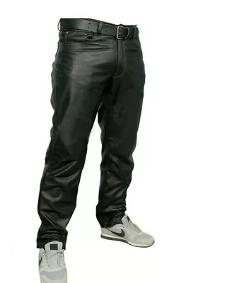 Mens Real Leather Jeans Heavy Duty LEVI 501 Styling MOST SIZES AVAILABLE • $119