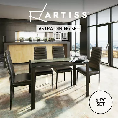 $264.81 • Buy Artiss Dining Chairs And Table Dining Set 4/5 Piece Glass Table Leather Seat