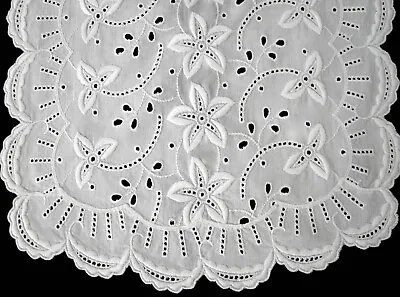 Lovely Vintage White Embroidered Eyelet Lace Decorative Centerpiece Doily • $9.99