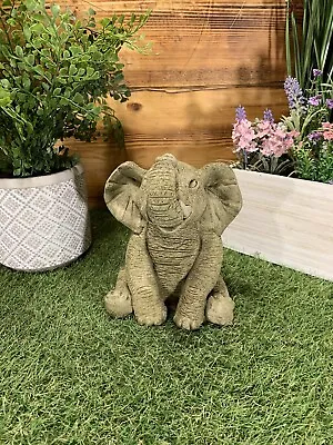 Stone Garden Cute Trunk Up Elephant Statue Ornament • £21