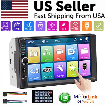 7  Double 2 Din Car MP5 Player Bluetooth Touch Screen Stereo Radio Audio Mrrior • $29.82