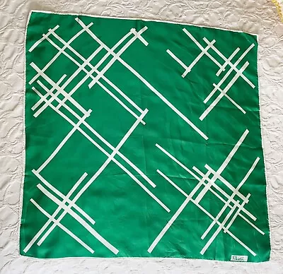 Paoil MCM 26” Square Gino Paoli Green White Striped Art Deco Scarf • $14.99