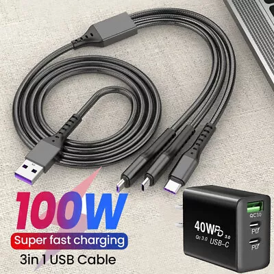 3 In 1 Fast USB Charging Cable Universal Multi Function Cell Phone Charger Cord • $9.99