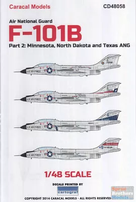CARCD48058 1:48 Caracal Models Decals - F-101B Voodoo MN ND TX ANG • $21.49
