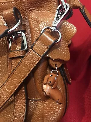 Vanca Japan Dachshund Leather Handbag W/Keychain Golden Brown Shoulder Purse • $95