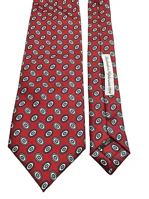 E. Marinella Napoli Red Italian 100% Silk Medallion Patterned Men's Dress Tie • $69.27