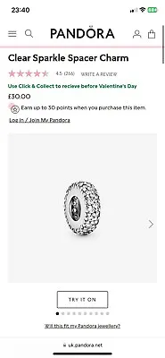 Genuine Pandora Sparkle Spacer Charm • £15