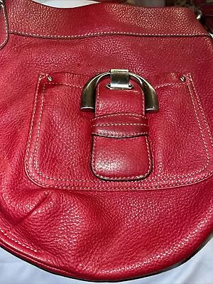 Bruce Makowsky Red Leather Crossbody Saddlebag • $6