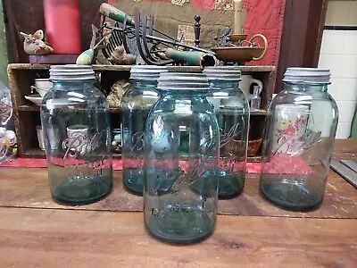 Lot (5) Vintage Blue Ball Perfect Mason HALF  Gallon Canning Jars   • $55