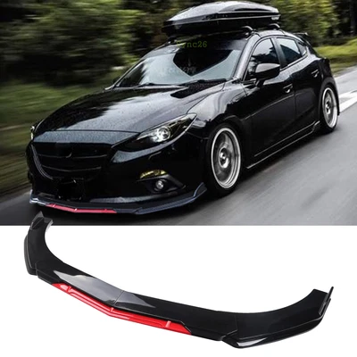 $75.99 • Buy For Mazda 3 5 6 MX3 5 Hatchback Front Bumper Lip Spoiler Splitter Black +Red