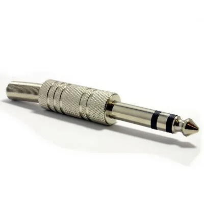 6.35mm 1/4 Inch METAL Stereo Jack Plug & Strain Relief Guitar/Speaker Solder End • £1.49