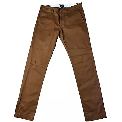 J.Crew 484 Mens Chino Pants Brown Size 31 Slim Stretch Straight Leg Low Rise NWT • $35