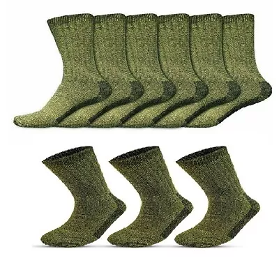 6 Pair Army Military Mens Merino Wool Socks Outdoor  Work Thermal Sock Combat UK • £10.25