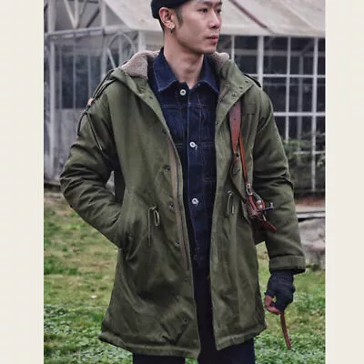 Men Military M51 Windbreaker Retro Fishtail Trench Coat Winter Warm Fleece Parka • £116.39