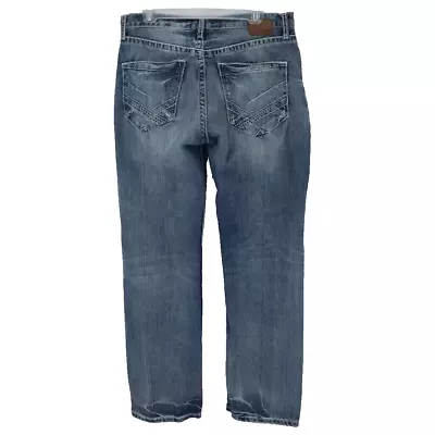 BKE Denim Mens Tyler Straight Classic Jeans Blue 5 Pocket Medium Wash 34Lx35 • $29.99