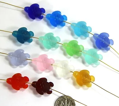 Sea Turtle Pendant Beads YOU PICK COLOR Frosted Finish Vertical Drilled 2Pc  • $2.49