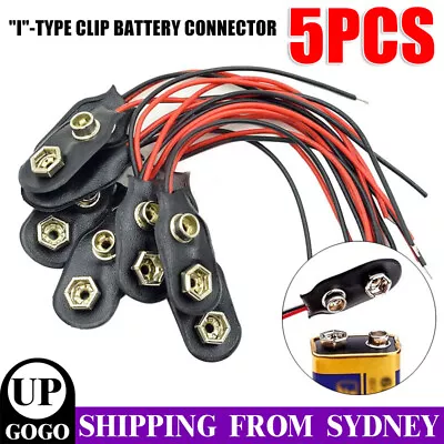 5Pcs 9V Volt Battery Snap Clip Connector Black  I  Type AU STOCK • $5.42