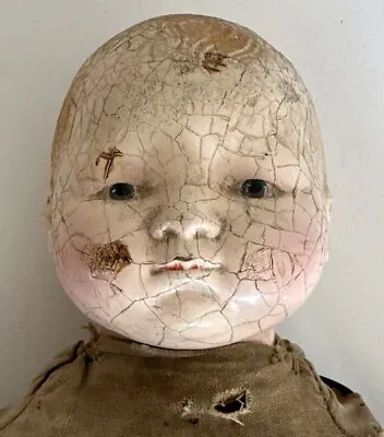 Rare 1910s Early Effanbee Baby 14” Doll Compo Head Tin Mech Cryer For Repair • $42