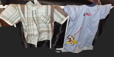 £1.25 • Buy Disney Baby Boy Mickey Mouse Pluto Football 0 To 3 Months Checked Shirt Green