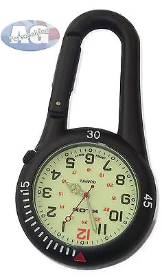 Clip On Black Carabiner Sprung Paramedic Doctors Nurses Sport Style Fob Watch  • £15.95